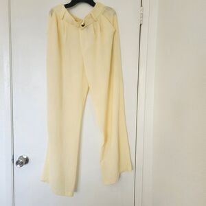 Tuliea Women's Pants Elegant Cream yellow Size L #068
